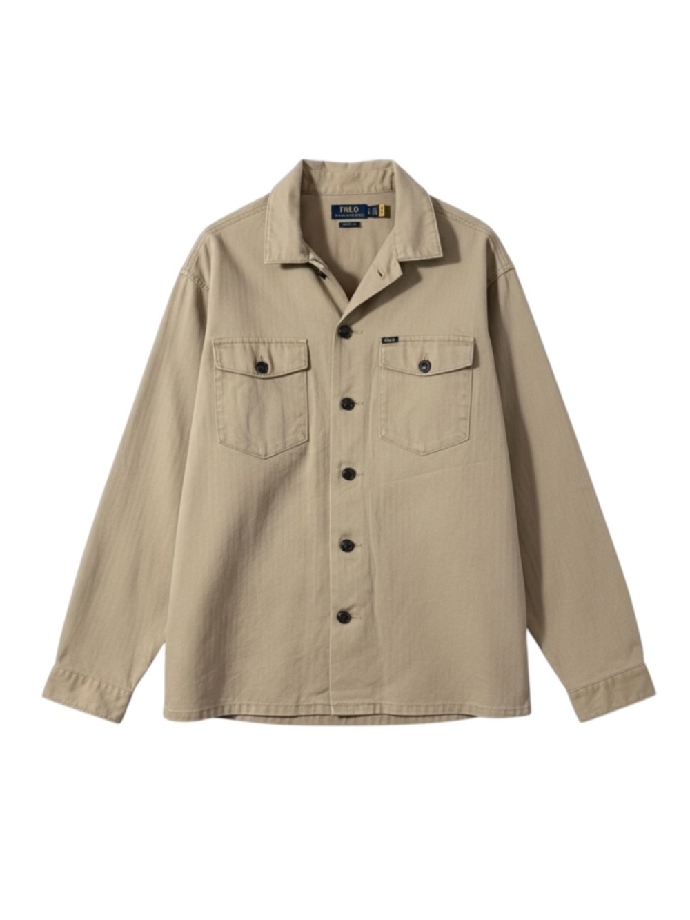 Polo Ralph Lauren Herringbone Twill Shirt Jacket Men’s XL Khaki Classic Fit Cott
